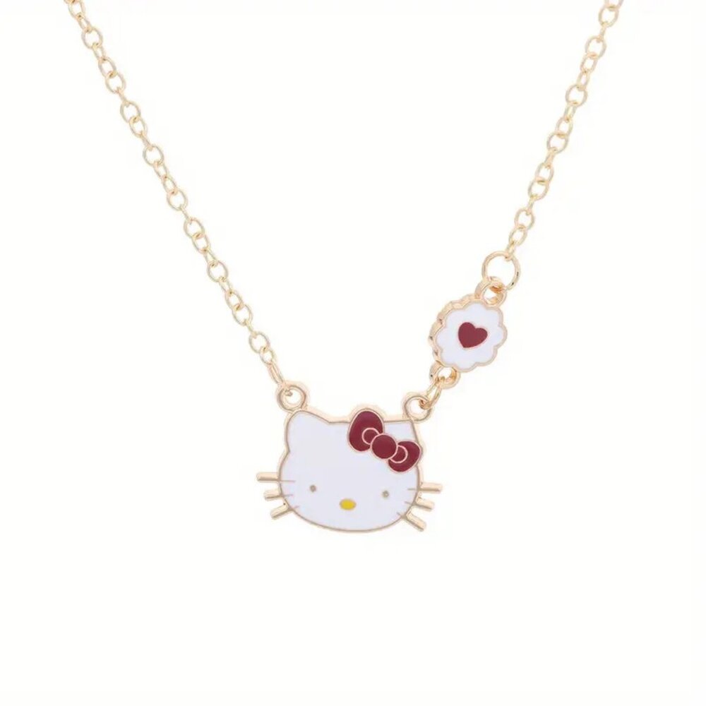 HELLO KITTY gold-tone PENDANT NECKLACE enamel BOXED gift